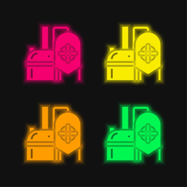 Brauerei vier Farben leuchtenden Neon-Vektor-Symbol - Vektor, Bild