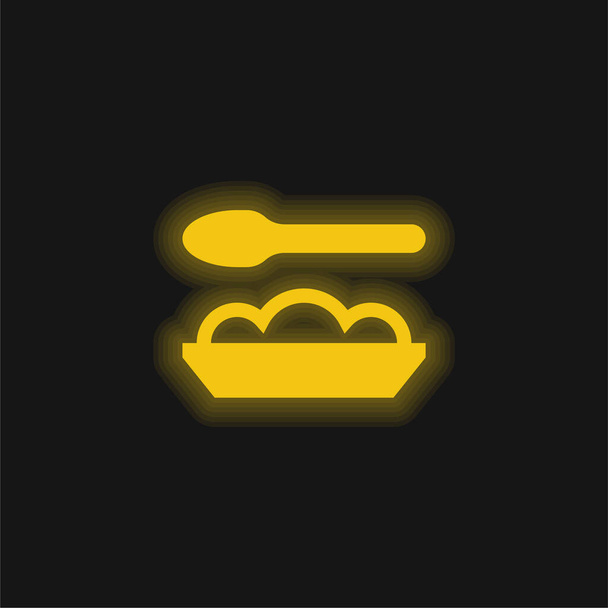 Baby Food ícone de néon brilhante amarelo - Vetor, Imagem