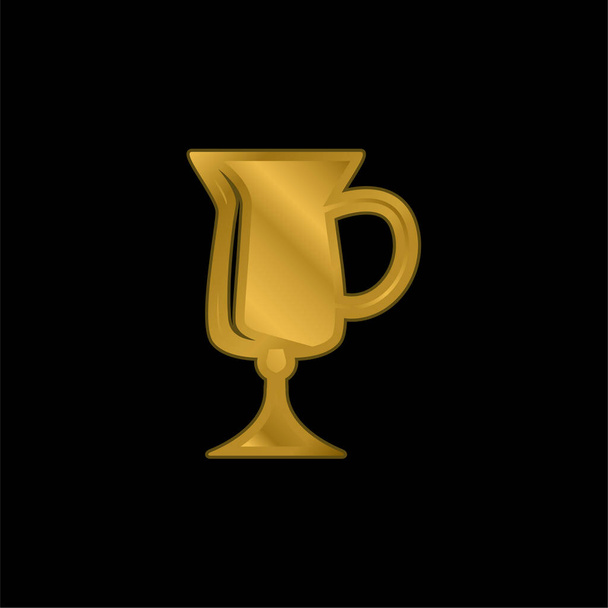 Vidrio negro para beber chapado en oro icono metálico o logo vector - Vector, imagen