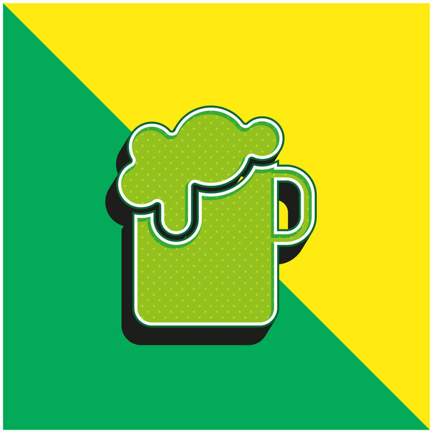 Birra Verde e giallo moderno logo icona vettoriale 3d - Vettoriali, immagini