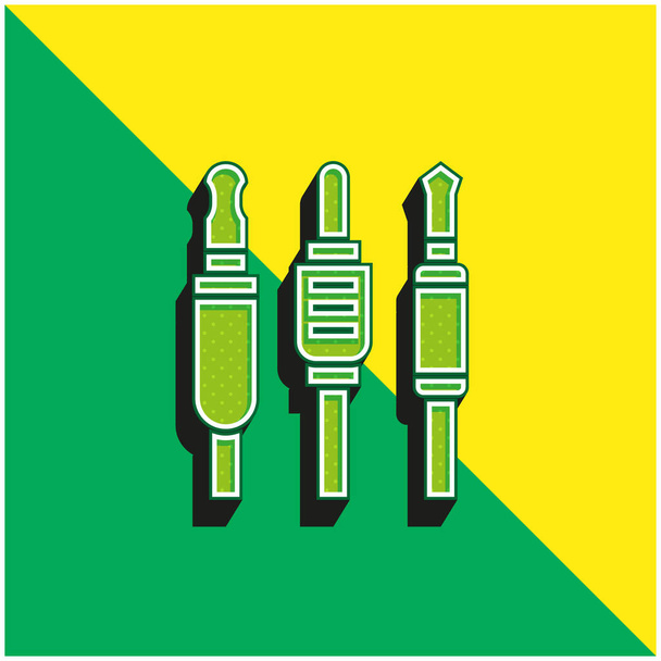 Audio Jack Green i żółty nowoczesny ikona wektora 3D logo - Wektor, obraz