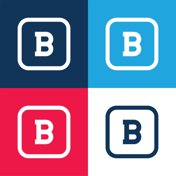 Tučné tlačítko modré a červené čtyři barvy minimální ikona nastavena - Vektor, obrázek