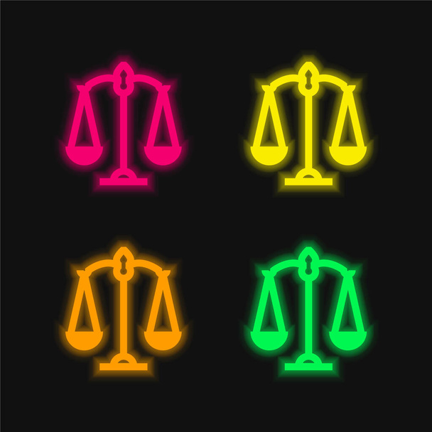 Dört renk parlayan neon vektör simgesi dengesi - Vektör, Görsel