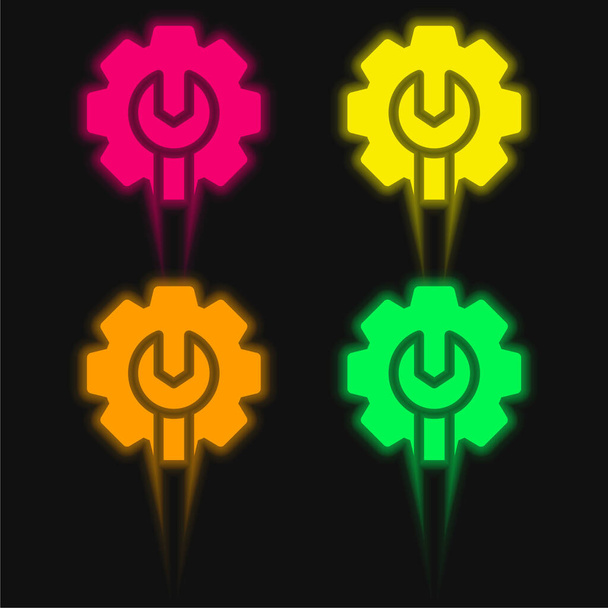 Admin négy szín izzó neon vektor ikon - Vektor, kép