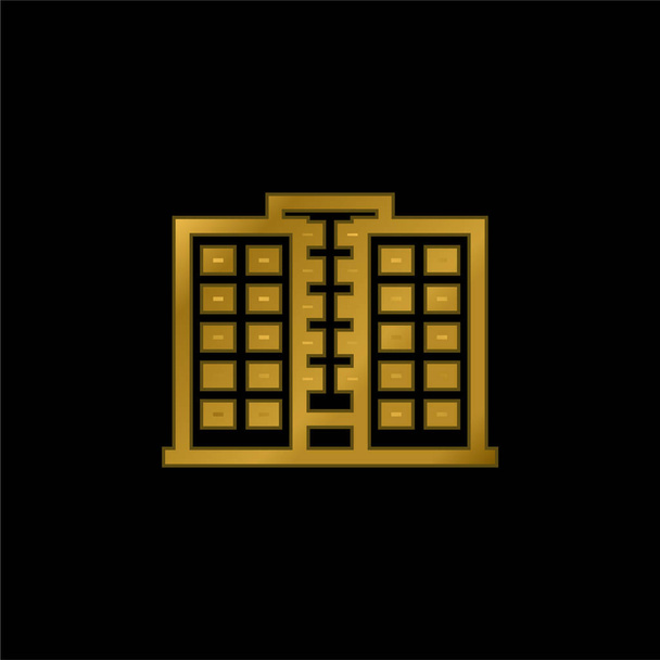 Apartamentos banhado a ouro ícone metálico ou vetor logotipo - Vetor, Imagem