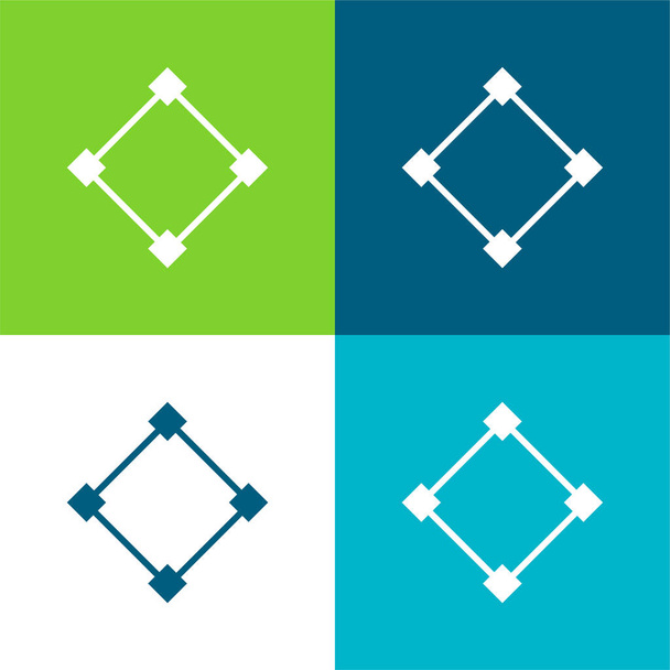Abstrait Ensemble minimal d'icônes plat quatre couleurs - Vecteur, image