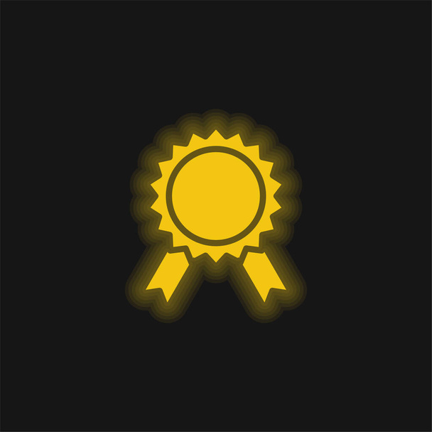 Βραβείο κίτρινο λαμπερό νέον εικονίδιο - Διάνυσμα, εικόνα