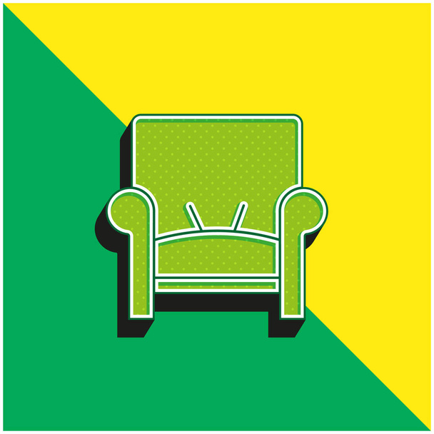 アームチェアグリーンと黄色のモダンな3Dベクトルアイコンのロゴ - ベクター画像