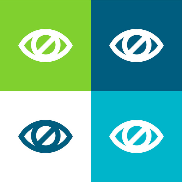 Blind Eye Sign Flat čtyři barvy minimální ikona nastavena - Vektor, obrázek