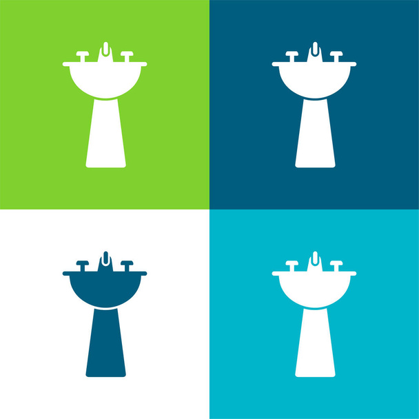 Koupelna kohoutek Byt čtyři barvy minimální ikona sada - Vektor, obrázek