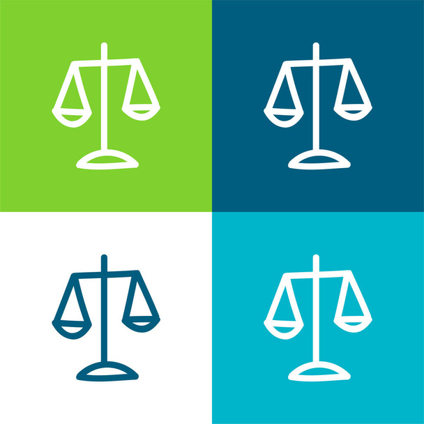 Escala de equilibrio Símbolo dibujado a mano Plano conjunto de iconos mínimo de cuatro colores - Vector, imagen
