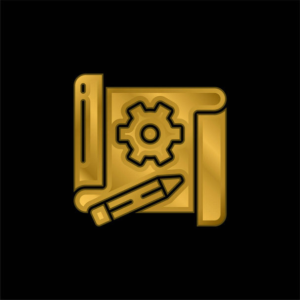 Plano chapado en oro icono metálico o logotipo vector - Vector, Imagen