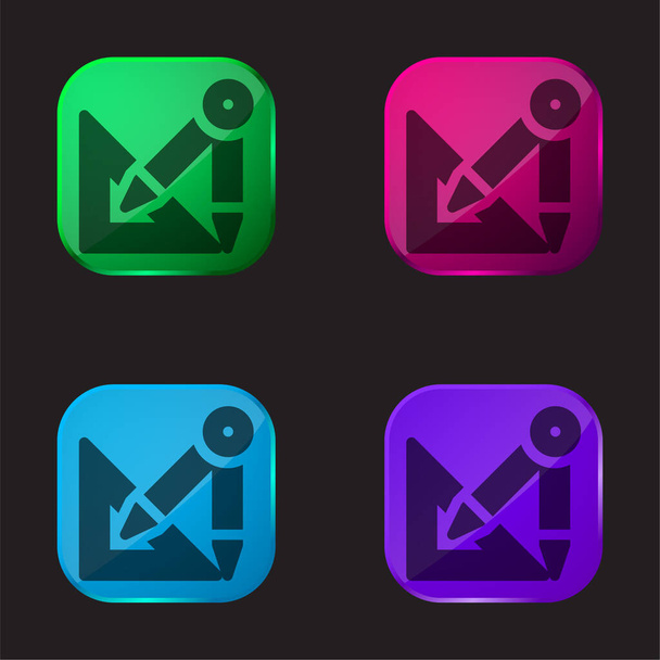 Αρχιτεκτονική τέσσερις χρώμα γυαλί εικονίδιο κουμπί - Διάνυσμα, εικόνα
