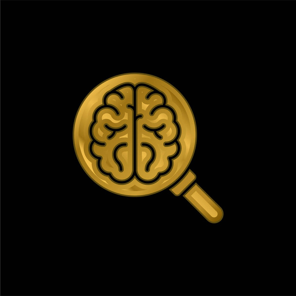 Cerebro chapado en oro icono metálico o logo vector - Vector, Imagen