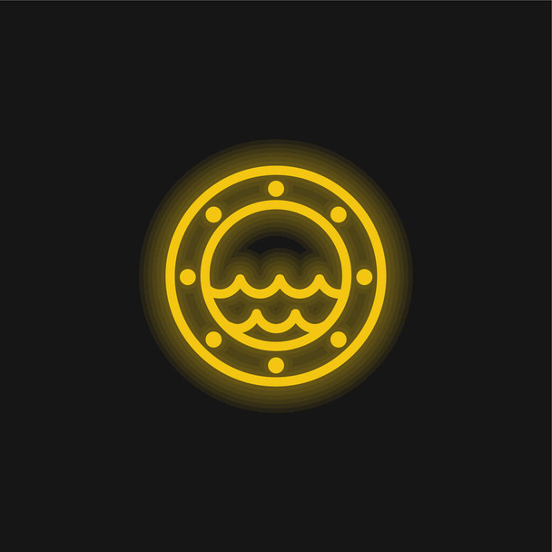 Boot Venster geel gloeiende neon pictogram - Vector, afbeelding