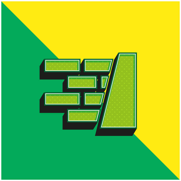 Ziegelwand modernes 3D-Vektor-Logo in grün und gelb - Vektor, Bild