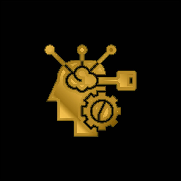 Cervello processo oro placcato icona metallica o logo vettoriale - Vettoriali, immagini