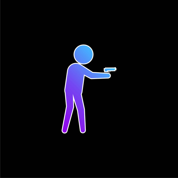 Ozbrojený zločinecký muž Silueta modrý gradient vektor ikona - Vektor, obrázek