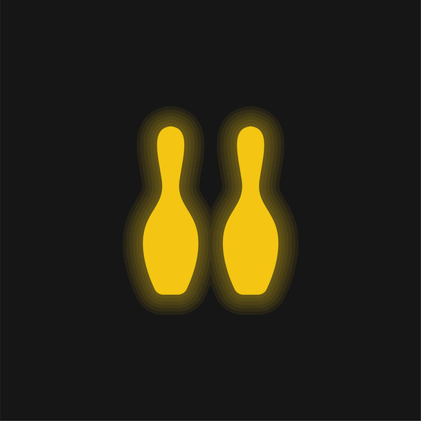 Bowling Bowling Silhouette giallo incandescente icona al neon - Vettoriali, immagini