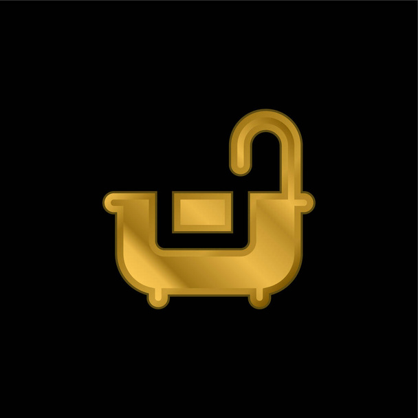 Bañera chapado en oro icono metálico o logo vector - Vector, imagen