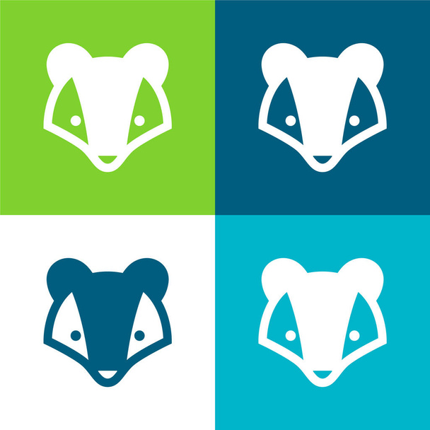 Badger Flat four color minimal icon set - Vector, Image