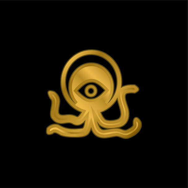 Alien Creature vergoldet metallisches Symbol oder Logo-Vektor - Vektor, Bild
