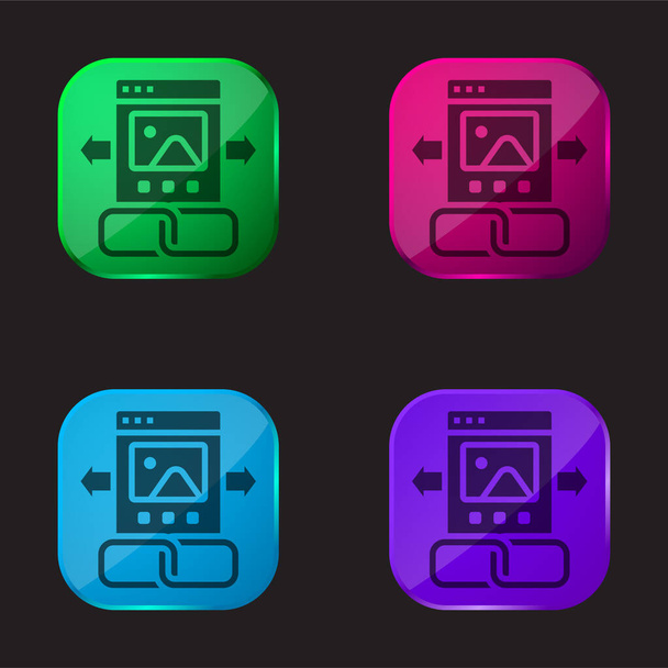 Backlink four color glass button icon - Vector, Image