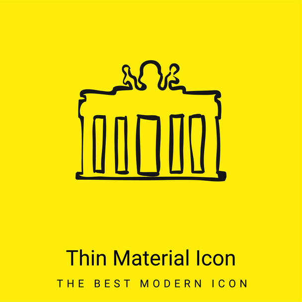 Bâtiment de la Banque dessiné à la main contour minimal jaune vif icône matérielle - Vecteur, image
