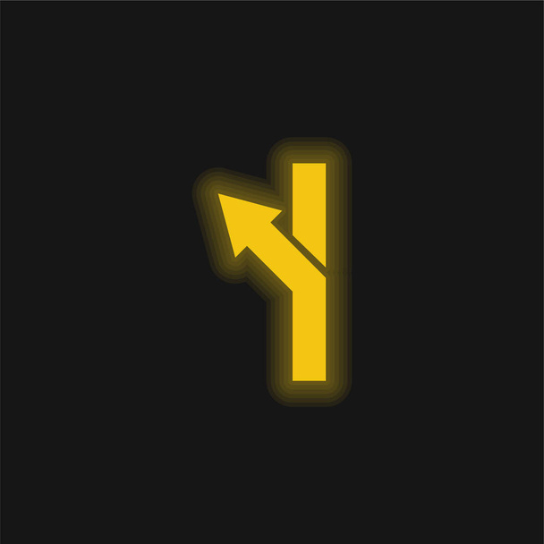 Arrow Shape Turning To Left yellow glowing neon icon - Vector, Image