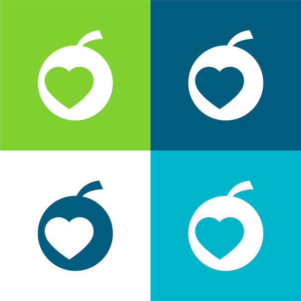 Apple Flat cztery kolory minimalny zestaw ikon - Wektor, obraz