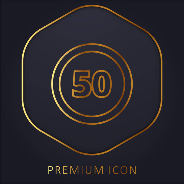 50 Speed Limit Sign golden line premium logo or icon - Vector, Image