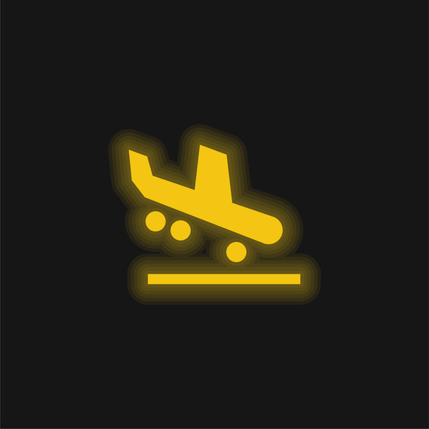 Chegada amarelo brilhante ícone de néon - Vetor, Imagem