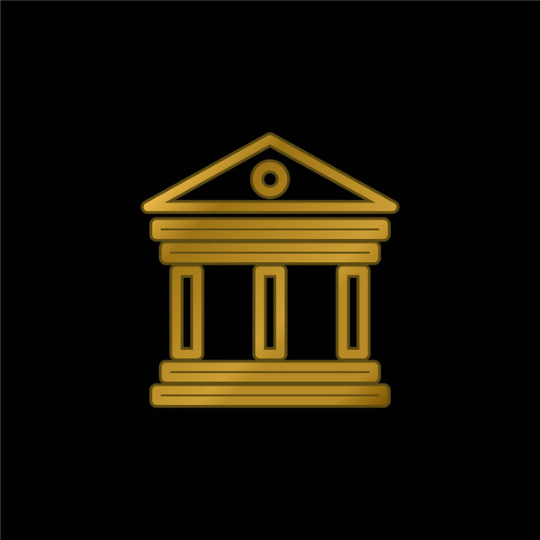 Antiguo edificio elegante con columnas chapado en oro icono metálico o vector de logotipo - Vector, imagen