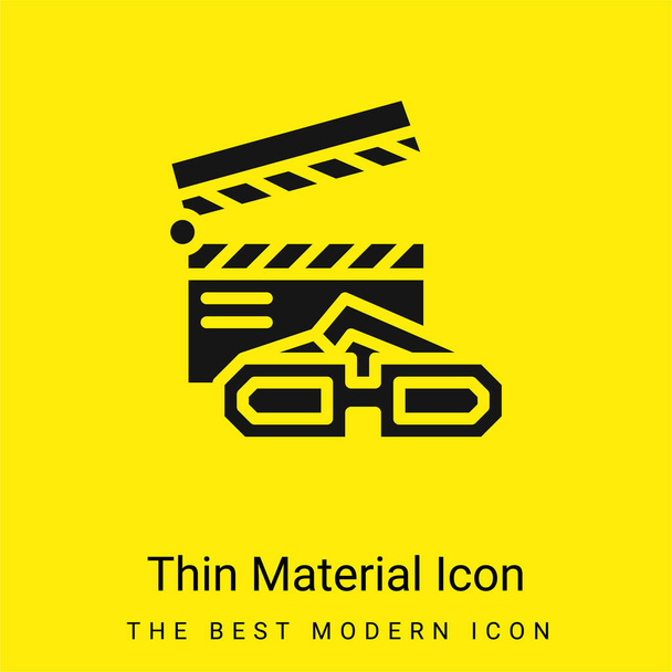3D Movie minimális fényes sárga anyag ikon - Vektor, kép