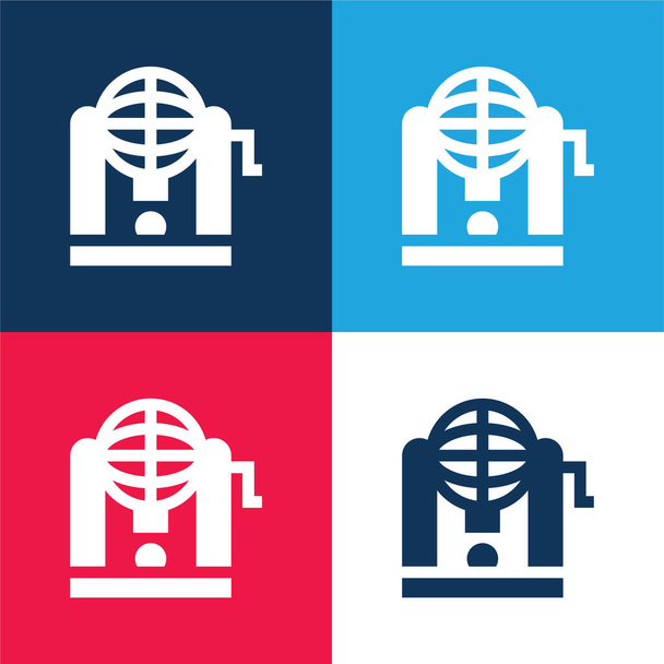 Bingo azul y rojo de cuatro colores mínimo icono conjunto - Vector, Imagen
