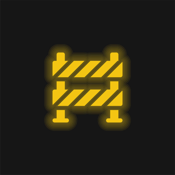 Barrier keltainen hehkuva neon kuvake - Vektori, kuva