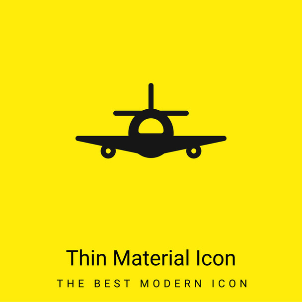 Avión mínimo icono de material amarillo brillante - Vector, Imagen