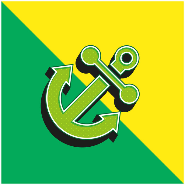 アンカーグリーンと黄色の現代的な3Dベクトルアイコンのロゴ - ベクター画像