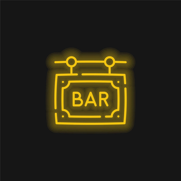 Bar κίτρινο λαμπερό νέον εικονίδιο - Διάνυσμα, εικόνα