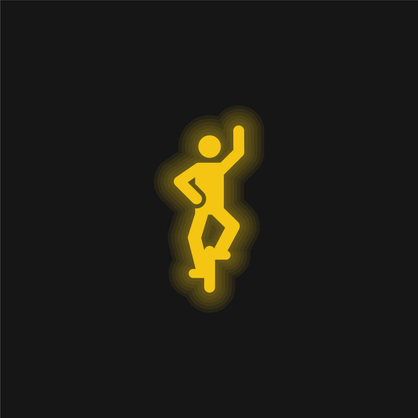Akrobata sárga izzó neon ikon - Vektor, kép