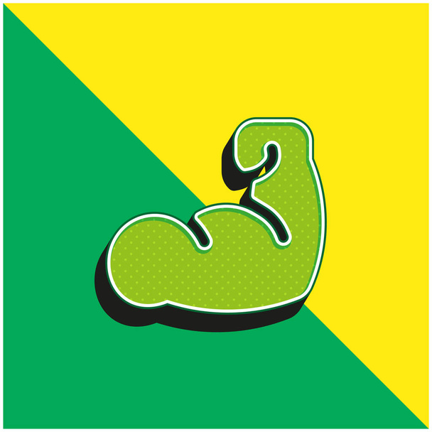 Braço verde e amarelo moderno logotipo do ícone do vetor 3d - Vetor, Imagem
