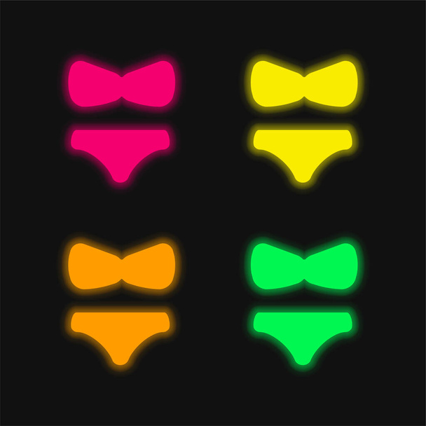 Big Bikini čtyři barvy zářící neonový vektor ikona - Vektor, obrázek