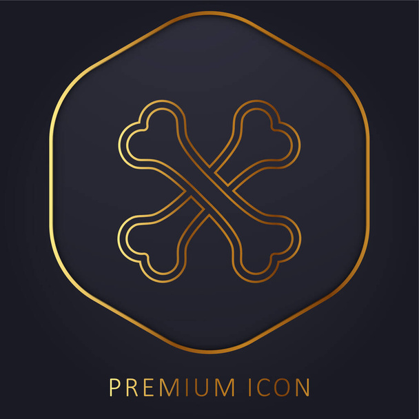 Кости Кросс золотая линия премиум логотип или значок - Вектор,изображение