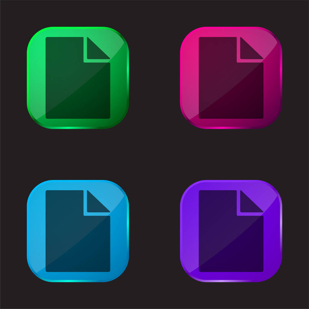 Blank Dokument czterech kolorów ikona przycisku szkła - Wektor, obraz