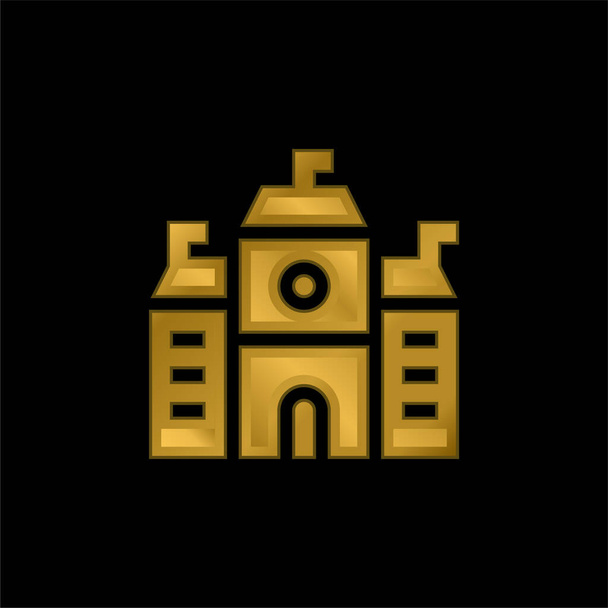Academia chapado en oro icono metálico o logo vector - Vector, imagen
