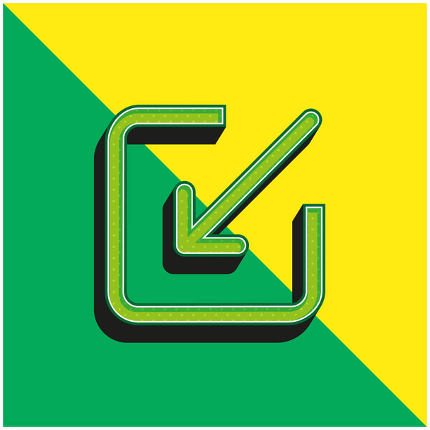 矢印は、正方形の緑と黄色の近代的な3Dベクトルアイコンのロゴに入る - ベクター画像