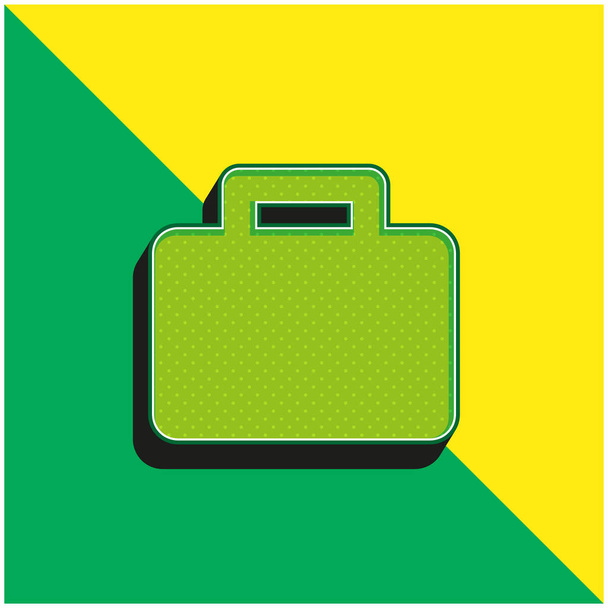 Musta matkalaukku Vihreä ja keltainen moderni 3d vektori kuvake logo - Vektori, kuva