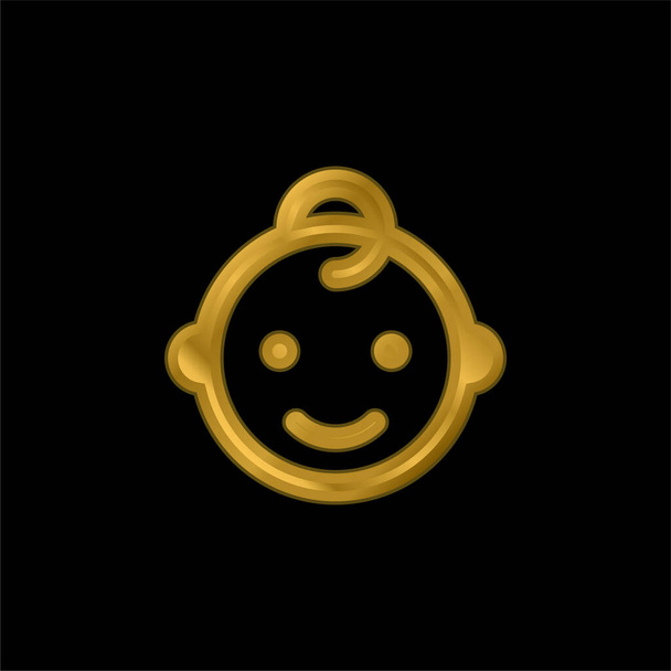 Bebé chapado en oro icono metálico o logo vector - Vector, imagen