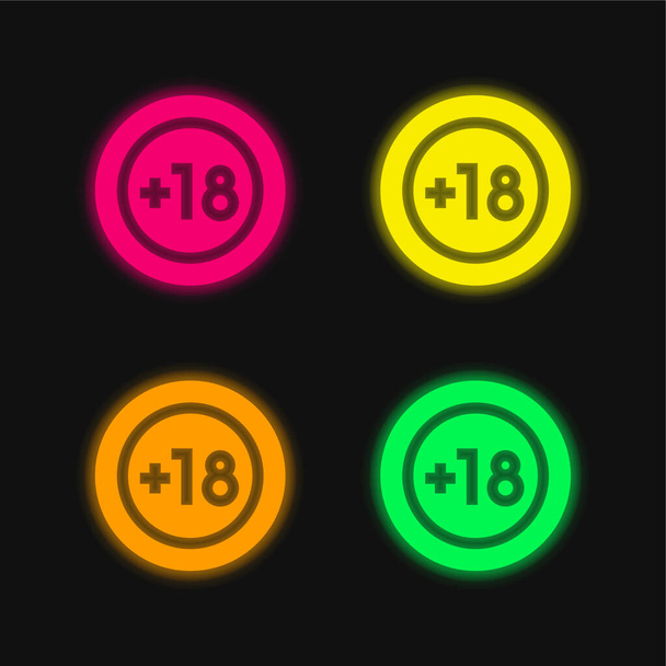 Όριο ηλικίας τεσσάρων χρωμάτων λαμπερό εικονίδιο διάνυσμα νέον - Διάνυσμα, εικόνα
