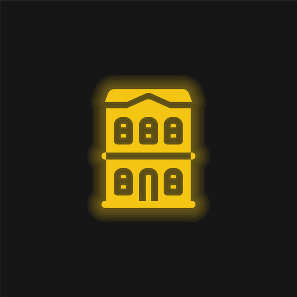 Apartamento amarillo brillante icono de neón - Vector, Imagen
